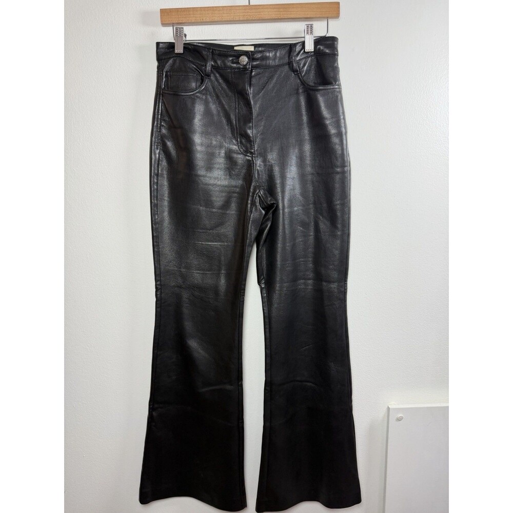 Wilfred Women’s Black Leather Flared Dress Pants Flat Front Pockets Size 6 - Picture 3 of 15